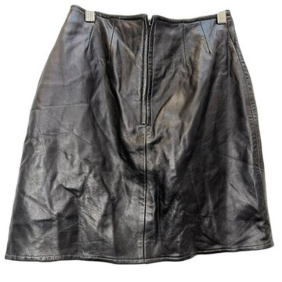 leather black vakko vintage short skirt 2 - Picture 3 of 3